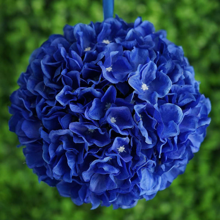 4 Packs Of 7 Inch Royal Blue Artificial Silk Hydrangea Kissing Flower Balls