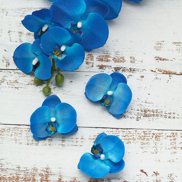 20 Flower Heads Royal Blue Artificial Silk Moth Orchids For DIY Crafts Floating Decor 4"