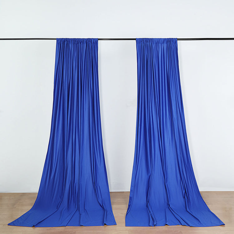 2 Pack Royal Blue Scuba Polyester Curtain Panel Inherently Flame Resistant Backdrops