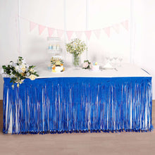 30 Inch x 9 Feet Royal Blue Metallic Foil Fringe Tinsel Table Skirt