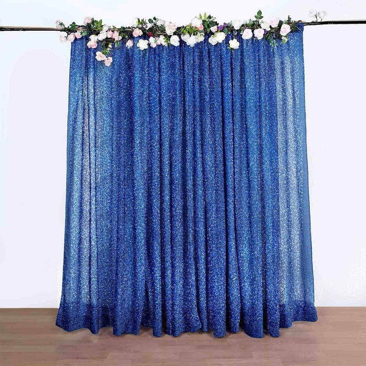 20ftx10ft Royal Blue Metallic Shimmer Tinsel Photo Backdrop Curtain, Event Background Drapery Panel
