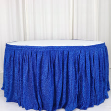 Royal Blue Pleated Velcro Top Metallic Shimmer Tinsel Spandex Table Skirt 17 Feet 