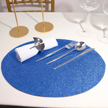 6 Pack Royal Blue Oval Placemats with Sparkle and Non Slip Glitter