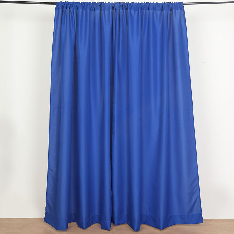 2 Pack Royal Blue Polyester Divider Backdrop Curtains With Rod Pockets, Event Drapery Panels 130GSM