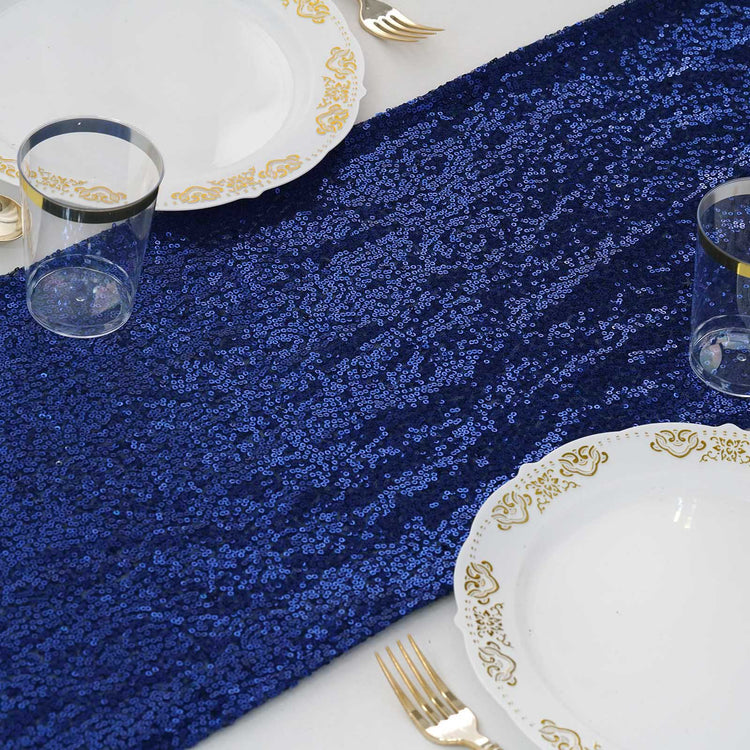 12 Inch x 108 Inch Premium Royal Blue Sequin Table Runner
