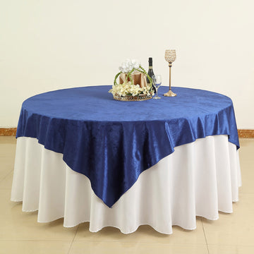 Royal Blue Premium Soft Velvet Table Overlay, Square Tablecloth Topper 72"x72"