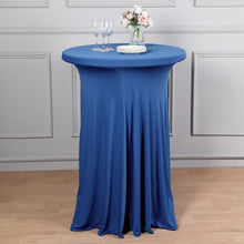 Royal Blue Spandex Cocktail Table Cover With Wavy Drapes