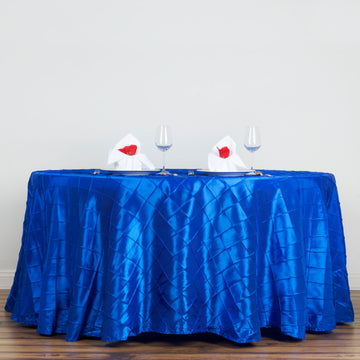 Royal Blue Round Pintuck Seamless Tablecloth 108"