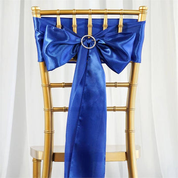 5 Pack Royal Blue Satin Chair Sashes 6"x106"