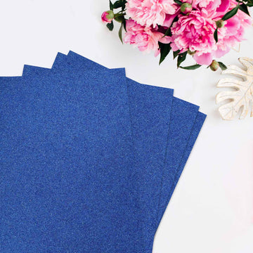 10 Pack Royal Blue Self-Adhesive Glitter DIY Craft Foam Sheets 12"x10"
