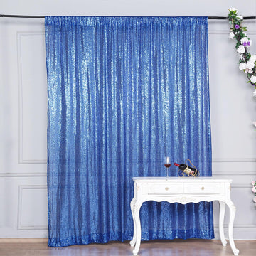 Royal Blue Sequin Photo Backdrop Curtain Panel, Event Background Drape 8ftx8ft