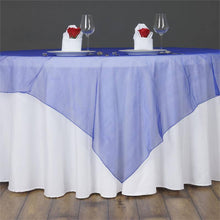 60 Inch Royal Blue Square Sheer Organza Table Overlay#whtbkgd