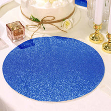 6 Pack Round Glitter Table Mat in Royal Blue with Non Slip Decorative Sparkle