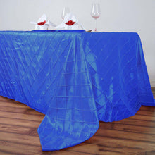 90 Inch x 132 Inch Rectangular Tablecloth In Royal Blue Taffeta Pintuck 