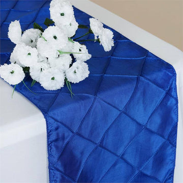 Elevate Your Event with the Royal Blue Taffeta Pintuck Table Runner