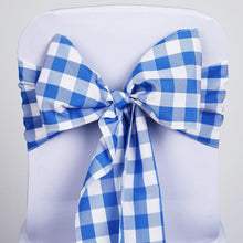 Royal Blue And White Buffalo Plaid Checkered Chair Sashes 5 Pack#whtbkgd