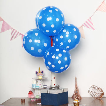 Add a Splash of Fun to Your Event with Royal Blue and White Polka Dot Latex Party Balloons