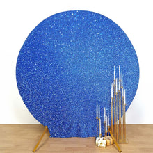 7.5ft Royal Blue Metallic Shimmer Tinsel Spandex Round Backdrop, 2-Sided Wedding Arch Cover