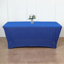 6 Feet Royal Blue Plain Top Table Cover In Metallic Shimmer Tinsel Spandex 