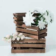 Set Of 3 Rustic Brown Wooden Crates Decorative Vintage Planters & Storage Container Display Riser