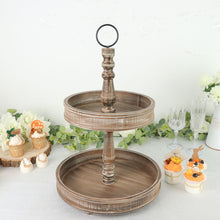 Rustic Brown Wooden 2-Tier Serving Tray Stand Farmhouse Style