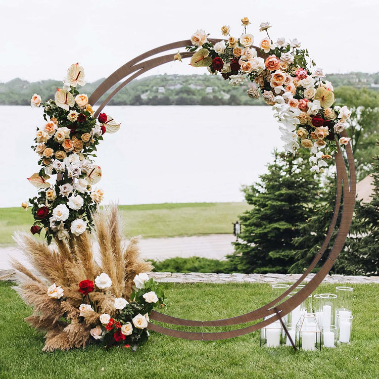 8 Ft Neutral Brown Wood Wedding Arch Stand For DIY Photo Backdrop