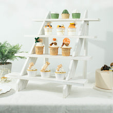 21inch Rustic Whitewashed 4-Tier Wooden Ladder Shelf Dessert Display