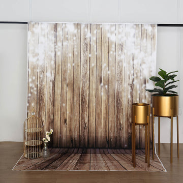 7ftx5ft Rustic Wood and Fairy Lights Prints Vinyl Photography Backdrop