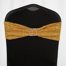 5 Pack | Gold Metallic Shimmer Tinsel Spandex Chair Sashes