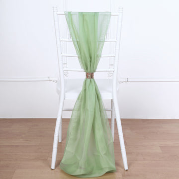 5 Pack Sage Green DIY Premium Designer Chiffon Chair Sashes 22" x 78"