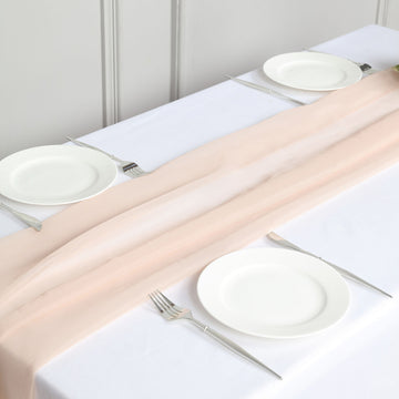Create a Dreamy and Romantic Atmosphere with the Nude Premium Chiffon Table Runner