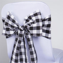 5 Pack Of Black And White Buffalo Plaid Checkered Chair Sashes