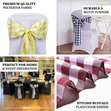 5 Pack Buffalo Plaid Checkered Chair Sashes In Black And White