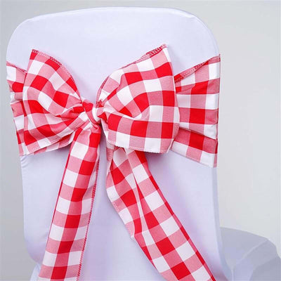 Red and white checkered chair bow for events and decorations