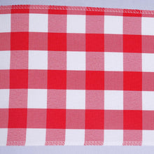 Polyester chair sashes - red and white checkered table cloth with fringe