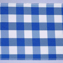 Polyester chair sashes - blue and white checkered cloth with a white border