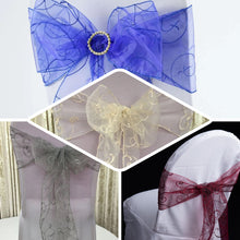 5 PCS | 7"x108" Eggplant Embroidered Organza Chair Sashes