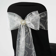 5 PCS | 7 Inch x108 Inch | Ivory Embroidered Organza Chair Sashes | eFavorMart