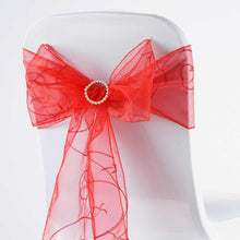 5 PCS | 7 Inch x108 Inch | Red Embroidered Organza Chair Sashes | eFavorMart