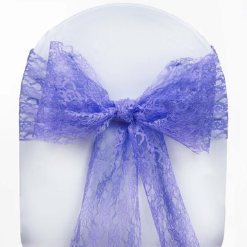 Add a Touch of Royalty with Royal Blue Floral Lace Chair Sashes