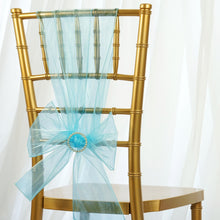 5 PCS | Light Blue Sheer Organza Chair Sashes