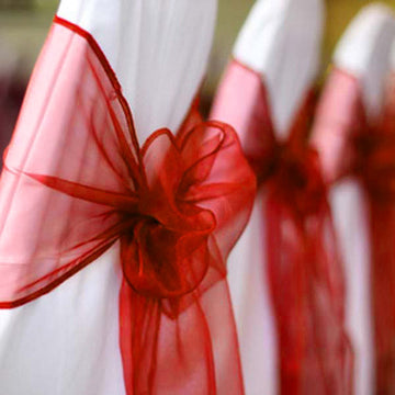 Create a Stunning Red Chair Decor with Our Sheer Organza Sashes