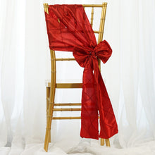 5 PCS | 7 Inch x 106 Inch | Red Pintuck Chair Sash | eFavorMart
