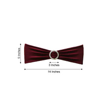 Pack Of 5 Burgundy Spandex Stretch Chair Sashes With Silver Diamond Ring Slide Buckle 5 Inch x 14 Inch