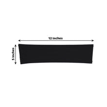 5 Pack Black Spandex Stretch Chair Sashes Bands Heavy Duty with Two Ply Spandex - 5x12inch