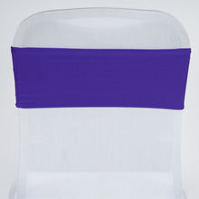 5 Pack Purple Spandex Stretch Chair Sashes Bands Heavy Duty with Two Ply Spandex - 5x12inch