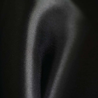 Black satin fabric texture close-up showing smooth surface and sheen.