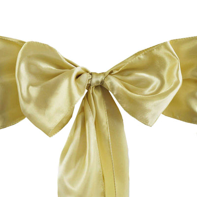 Yellow satin bow with a glossy finish, perfect for gifts or decorations.