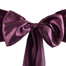 5 pack - 6"x106" Eggplant Satin Chair Sashes#whtbkgd