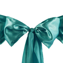 5 pack - 6inch x 106inch Turquoise Satin Chair Sashes#whtbkgd